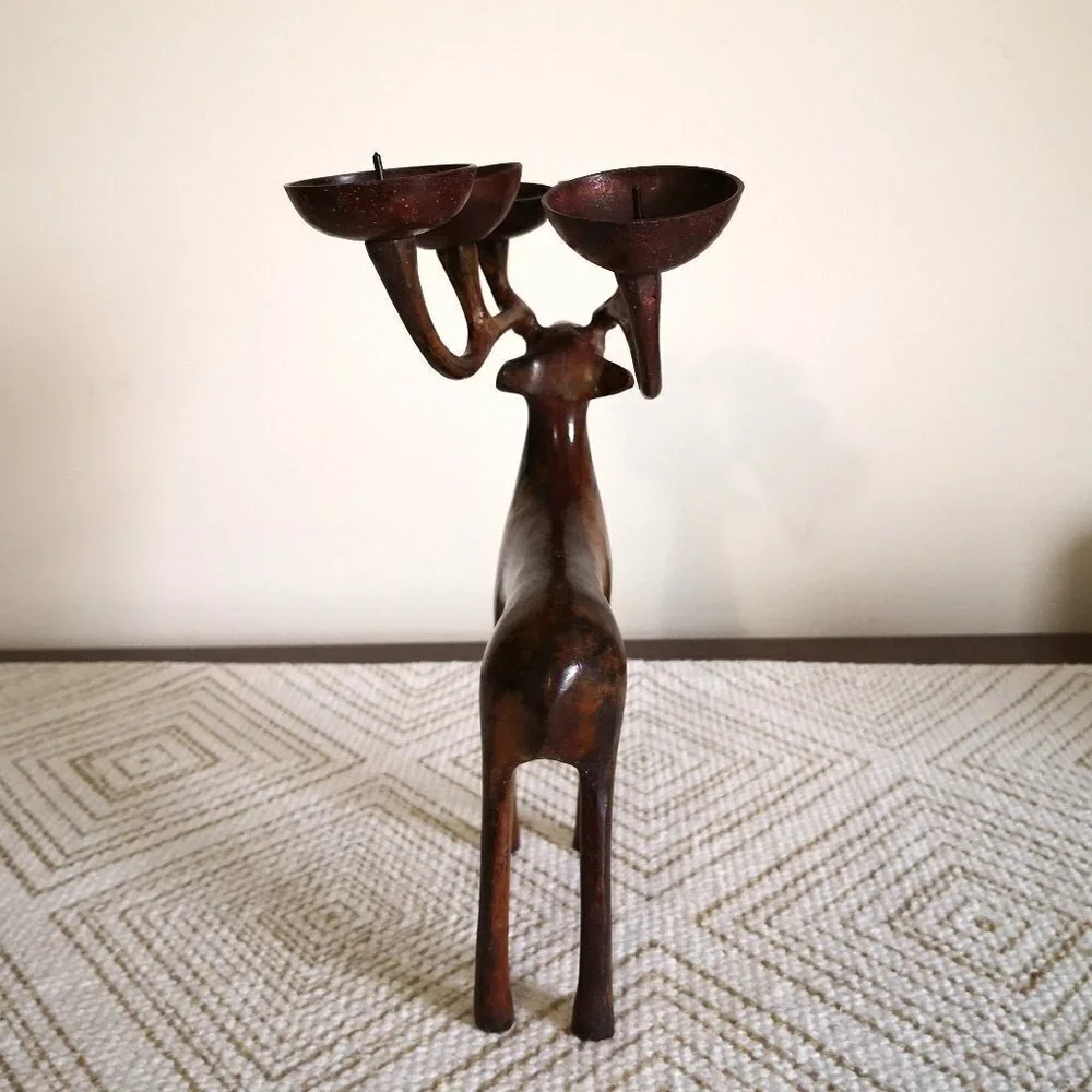 Solid Brass‎ Deer Candle Holder, Hold Six Candles 8